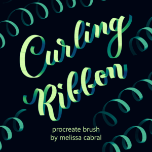 curling ribbon calligraphy brush for procreate ipad lettering