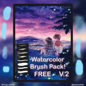 free watercolor brush pack! v.2