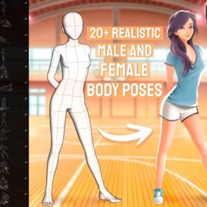 free male and female body poses stamps