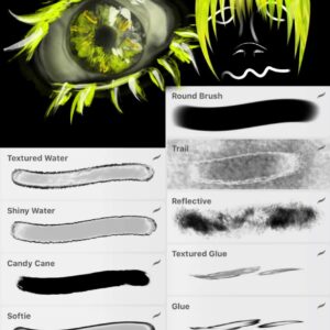 fun wet glossy glow brush set procreate