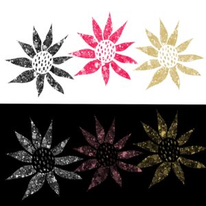 glitter brush and glitter flower stamp