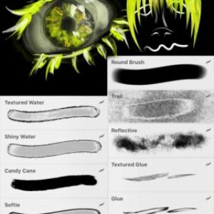 procreate fun wet glossy water glow brush set