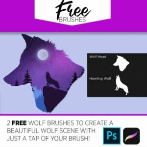 procreate wolf silhouette brushes