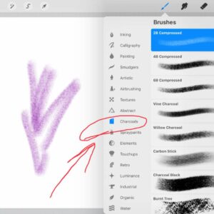 procreate charcoal pencil brush
