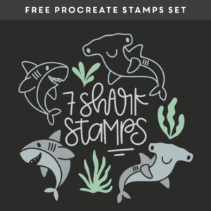 shark & elements – free procreate brush stamps set