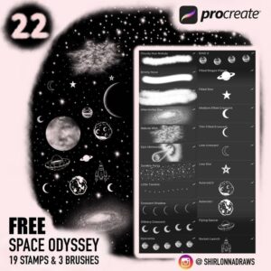 space odyssey 19 stamps brushset