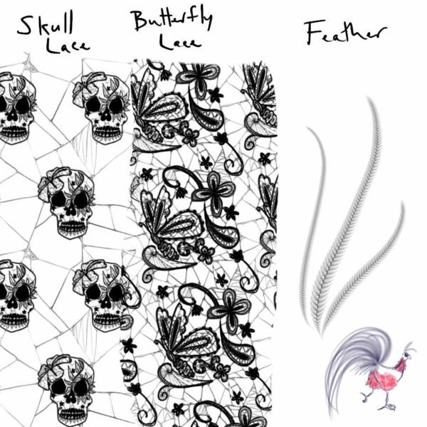 spiderweb lace and feather brushes