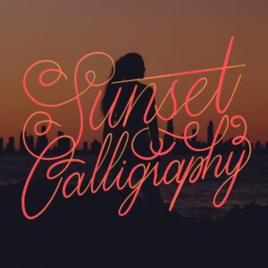 sunset calligraphy multicolour tapered procreate brush