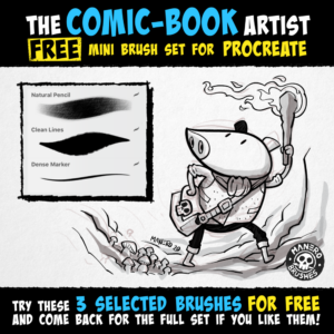 the comic book artist free mini brush set for procreate