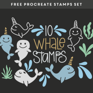 unicorn whale & elements – free procreate brush stamps set