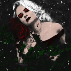 woman holding flower brush procreate