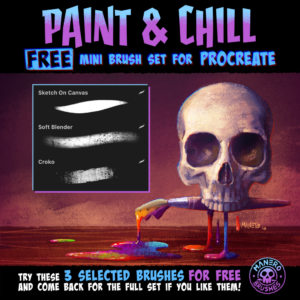 paint & chill free mini brush set for procreate