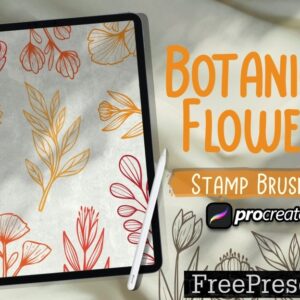 botanical floral brush stamp procreate e2d3cg7