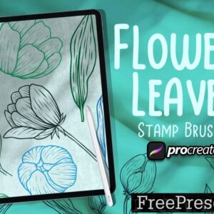 flower & leaves brush stamp procreate a27wtnz