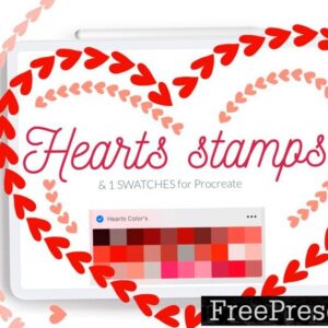 hearts stamps procreate valentine brushes mdfv9eq