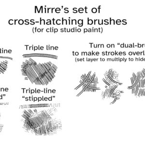 mirre’s cross hatch brush set for clip studio paint.... (2)
